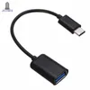 500pcs / parti 16.5cm Mini Vit / svart Typ-C Kabeladapter USB 3.1 Typ-C Man till USB 2.0 En kvinnlig OTG Data Cable Cord Adapter