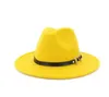 ファッション - ジャズFedora Hatsメタルリングレザー装飾ウールフェルトハットファッションスタイルワイドブリムパナマFedoras Trilby Black用レディースメンズ