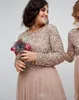 Robes de demoiselle d'honneur de paillettes en rose en or