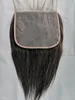 Peruviska mänskliga hårprodukter 77 spetsstängning med babyhår Silkeslen Rak sju vid sju spetsstängningar Middle Three Part2153464