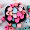 200 pièces/lot multi couleurs vis en bois naturel perles rondes en vrac perles de bois bijoux accessoires pour collier Bracelet enfants bricolage faisant