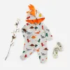 Dinosaurus babykleding cartoon peuter jongens hooded rompertjes katoen baby meisje jumpsuits lange mouw overalls trendy kinderkleding DHW3150