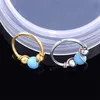 1pc Fashion Turquoises Stainless Steel Nose Ring Nostril Hoop Stud Body Piercing Jewelry for Women348O