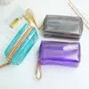 Neceser transparente para mujer, neceser de cosméticos, estuche de maquillaje, bolsa de almacenamiento, bolsa organizadora de lavado de playa de viaje, Color caramelo de PVC