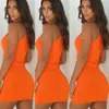 2020 nieuwe dames dames jurken sexy zomer mouwloze tank slanke mini korte gebreide bodycon sundress oranje zwart