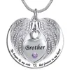 Unisex No Longer by My Side But Forever in My Heart Brother Cremation Ashes Urn Pendant Stainless Steel waterproof Necklace