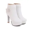 size 34 to 42 43 pink white flower wedding boots comfortable chunky heel ankle booties luxury designer women boots