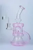 Pink hookah bong Dab rig Glass Water Pipe recycler oil rig 14mm female joint bubbler heady percolator for smoking accessories dabs