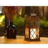 Solar Lantern Outdoor Garden Lamp Hanging Lantern-Waterproof LED Flickering Flameless Candle Mission Lights for Table Outdoor Party