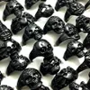 Bulk lots 50pcs Styles Mixed Black Plated Skull Skeleton Gothic Ring Whole Man Boy Punk Cool Rocker Metal Rings New Arrival Je2777