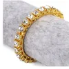 Moda mężczyźni Hip Hop Tennis Bransoletka biżuteria Fhinestone Rock Silny Złote Gold Miami Stali Stal Cuban Link Bracelets For9438299
