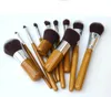 Points de maquillage de poignée en bambou Ensemble avec sac professionnels de brosses cosmétiques kits de base de fond de teneur de base