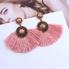 Fan Cotton Thread Earrings Bohemian Dangle Hook Drop Earrings Set for Women Girls Eardrop Gift