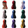 Hip-hop två toner och kvinnor silkeslen Durag Cap Long Tail Chemo 360 Waves du-Rag Hat Factory Sale