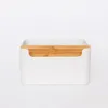 竹の主催者シンプルなスタイルの白いコンテナ5コンパートメントメイクアップストレージボックス