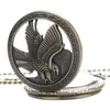 Vivine 3D Flying Eagle Copertura al quarzo Orologio tascabile in bronzo Ala Hawk Necklace Clock Gifts per uomini Women9215273