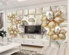 Personalizado de luxo Flor 3d Wallpaper 3d Círculo de luxo lindo Flor Pérola Sala Quarto Wallcovering Wallpaper HD