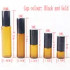 Refillable Amber 3ml 5ml 10ml ROLL ON Bottles for Fragrance PERFUME ESSENTIAL OIL Bottle with Steel Metal Roller Ball JXW518