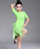 Vêtements de scène mi-longs manches dentelle maille Mordern robes de danse de salon pour enfants Sexy Salsa Tango jupe enfants robe de danse latine filles