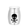 Skull Important Item Identification Pattern Mini Pendant Memorial Casket Jewelry Funeral Cremation Urn for Human/Pet Ashes 30x40mm