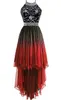 Sexy Ombre Halter Cristaux Robes De Bal Hi-Lo Dégradé Dos Nu En Mousseline De Soie Robe De Soirée Cocktail Robes De Soirée QC13333308