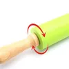 30см антипригарным Деревянная ручка силиконовая Скалка Тесто Мука Roller Кухня Выпечка Приготовление Инструменты Бытовая