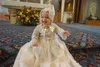 Классические 2019 с длинным рукавом Кристининг платья для Baby Girls кружевные аппликации жемчуг крещения крещения платья с капотом первое общество