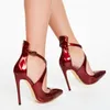 Hot Sale-2019 Fashion High Wedding Shoes For Woman Wine Red Plus Size Buckle