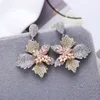 Lyxblomma droppörhängen mode kronblad design asfalterade zirkonörhängen för kvinnor xiumeiyizu nya smycken export Brasilien T205092483