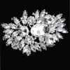 Fashion-Large Top Quality Flower Brooch New Arrival! Silver Tone Luxury Huge Crystal Rhinestone Wedding Bouquet Brooches