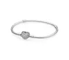 Wholesal 16-21cm 925 Silver Heart Button Bracelet Snake Chain Clasp Fit European Beads For Pandora Bracelet Charm Beads Bangle & Jewelry DIY