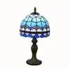 Stained Glass Table Lampor Tiffany Desk Light Minimalistisk Levande Sovrum Sänglampa Tiffany Lighting Blue Grid