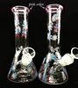 Plates-formes pétrolières Bong en verre 8 pouces Narguilés Heady Water Pipe Recycler Percolator Bubbler Petit bécher coloré Bongs 18.8mm joint