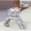 Fashion-6 Brand Design Vintage ring Round cut 3ct 5A Zircon Cz 925 Sterling silver Engagement Wedding Band Ring for women