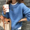 Сплошной свитер Женщины Корейский стиль осень зима мода o шеи пуловер свитера вязаные с длинным рукавом повседневные вершины для женщины 210414
