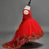 Kinder Hochzeit Blumenmädchen Prinzessin Kleid rot ärmellos Prinzessin Schwanz Kleid Rock großen Jungen Host Kleid