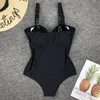 2020 Nuovo Sexy Nero Bianco di Un Pezzo del Costume Da Bagno Delle Donne Della Tuta Costumi Da Bagno Push Up Monokini Costume Da Bagno Solido Beachwear Vestito di Nuoto