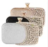 Kvinnor Evening Clutch Bag Gorgeous Pearl Crystal Beading Bridal Wedding Party Bags Crossbody Handbags243n