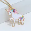 New Original Statement Enamel Unicorn Horse Kids Necklace Pendants Women Chain Collar Jewelry Accessories Free shipping GHN13