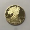 100 PCS Dom Eagle Badge 24K Gold Bated 40 mm Comemorativo Coin American estátua Liberty Sovenir Drop Coins aceitáveis2618