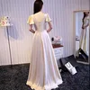 Новый эластичный сатин Scoop Bridesmaid платья шапки рукава свадебное гостевое платье на шнуровке задние бисеры невесты платье платье формальная горничная