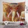 Lycklig elefant tapestry vägg hängande multifunktionell strand handduk sjal yoga matta picknick kudde hem fest dekoration sovrum vardagsrum