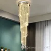 DHL Modern Chandelier For Smoky Gray Crystal Luxury Fixtures Long Interior Stairway Lighting Corridor Chandelier Villa light