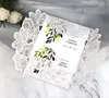 Lasergeschnittene Einladungen kundenspezifische Hochzeitseinladungskarten in 40 Farben mit Blumen Hohl personalisierte Hochzeitseinladungen BW-HK321