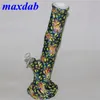 Silicone Bongs hookah heady water pipe catcher bowl watertransfer printing glass bong dab rigs pipes