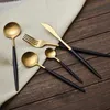 304 Нержавеющая сталь Западные столовые приборы Набор Noble Silverware Вилка Нож Ложка Ложка Десерт Посуда Кухня Посуда Еда Черный