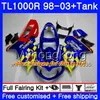 + Réservoir pour SUZUKI SRAD TL1000R 1998 1999 2000 2001 2002 2003 304HM.65 TOUT Bleu foncé chaud TL 1000R TL1000 R TL 1000 R 98 99 00 01 02 03 Carénage