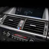 سيارة التصميم ألياف الكربون ملصق وحدة تحكم الملاحة الإطار AC CD لوحة تريم الديكور غطاء ل BMW X5 X6 E70 E71 الملحقات