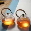 Retro çekiç deseni Japon cam çaydanlık el yapımı ısıya dayanıklı çay kabı su ısıtıcısı bronz yüksek kolu 650ml / 22 oz