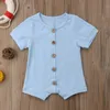 Baby Girl Clothes Cotton Baby Boy Rompers Solid Toddler Jumpsuits Single Breasted Newborn Romper Summer Baby Clothing 6 Colors DHW3644
